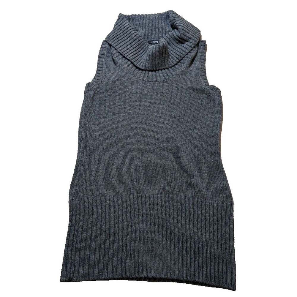 Jacob Women's Gray Wool Cowl Neck Long Sweater Vest Size Medium